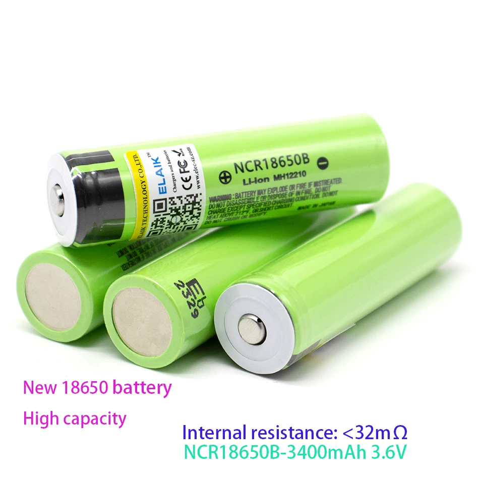 

NCR18650B 3400mAh*4pcs 3.7V Premium cell Lithium Battery Flashlight battery Rechargeable High capacity battery P34-Pointed cell