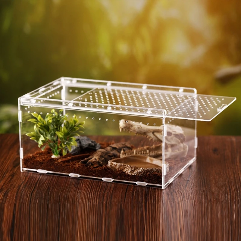 

K5DC Clear Acrylic Mini Insect Tanks for Lizards Hermit-Crabs Geckos Frogs- Spider Mini Enclosure- Reptile Breeding Box