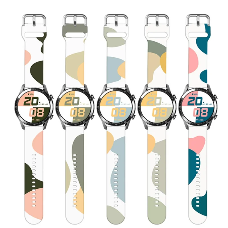 

20/22mm Band for Samsung Galaxy Watch 4 Classic 42mm 46mm/GearS3/Active 2 40/44mm Printed Bracelet for Huawei GT 2-2e-pro strap