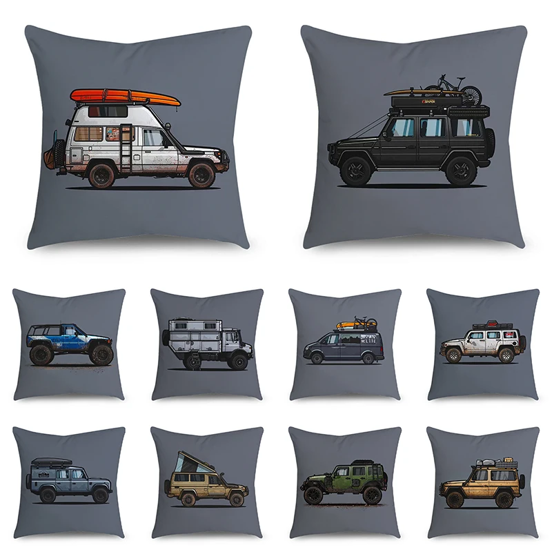 

Touring car cartoon gift pillowcase printed pattern series decorative home pillowcase square office decoration cushion cover