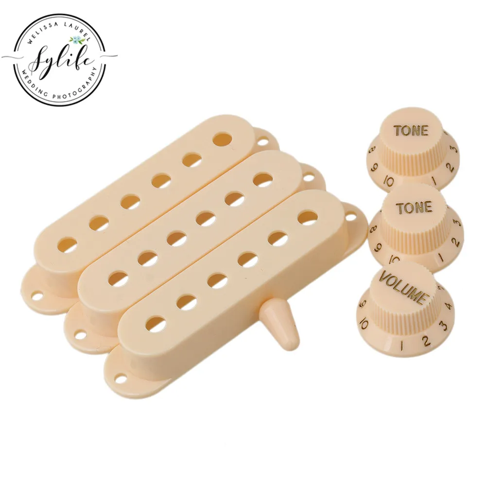 Cream Guitar Parts Set Switch tip Single coil Pickup Cover 1 volume 2 Tone Knobs