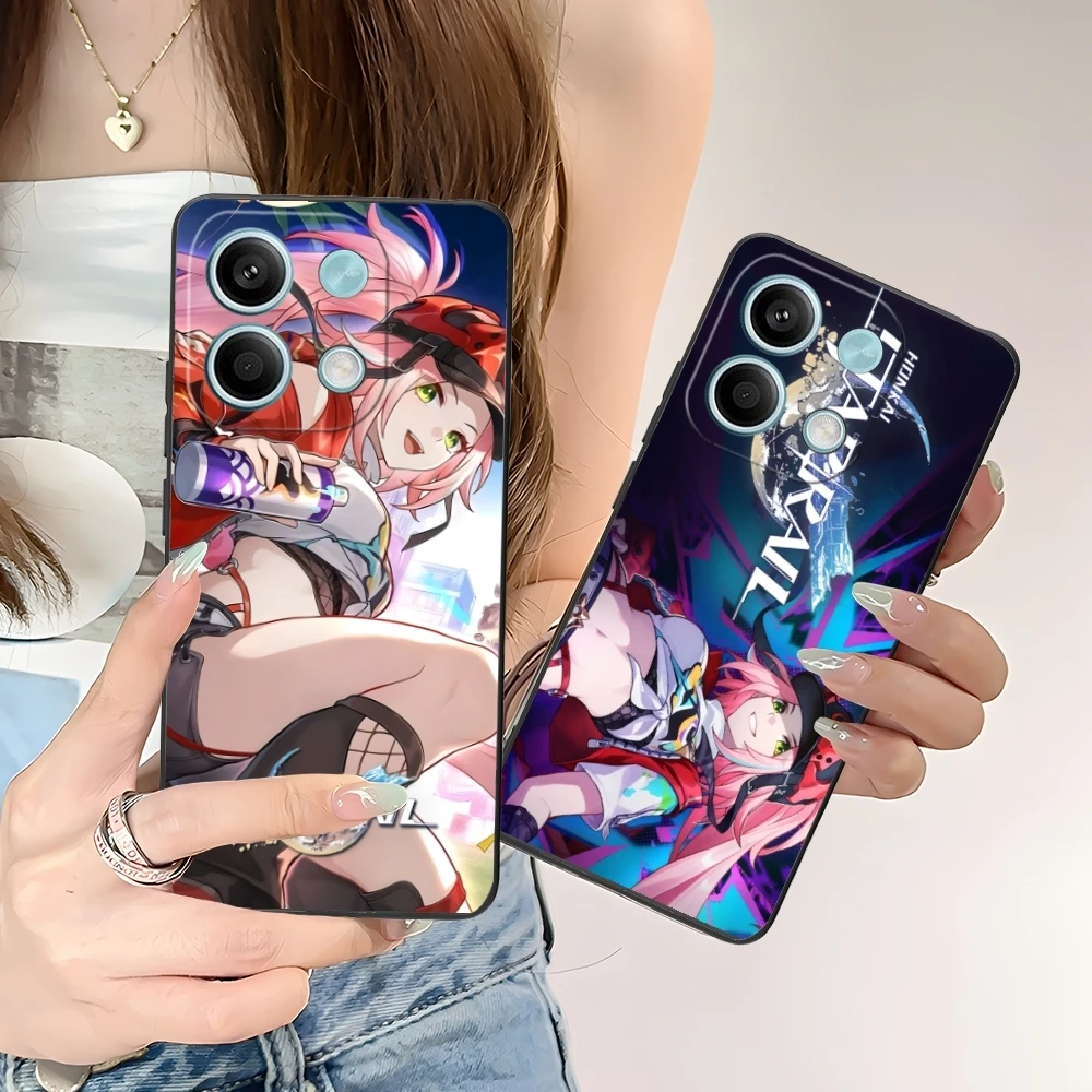 Honkai Star Rail Rappa Mobile Phone Case for Xiaomi POCO M6 M5 M4 M3 X6 X5 X4 X3 F6 F5 F4 F3 F2 C40 Pro GT 5G Black Cover Shell
