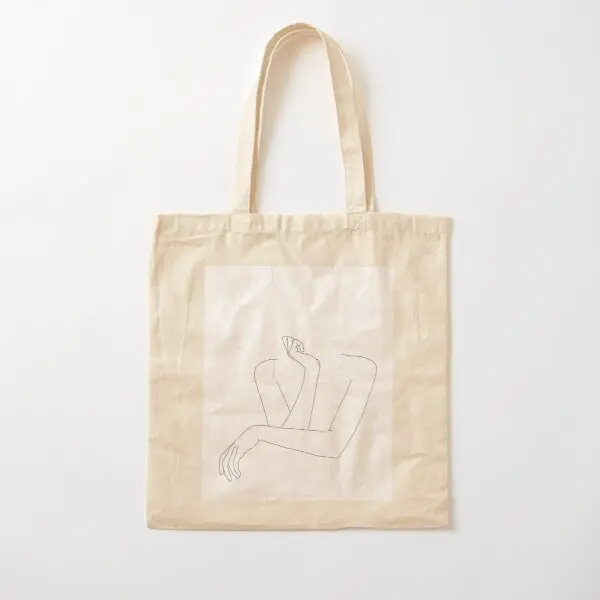 

Folded Arms Line Drawing Anna Cotton Canvas Bag Fashion Fabric Handbag Printed Reusable Casual Tote Women Ladies Grocery Unisex