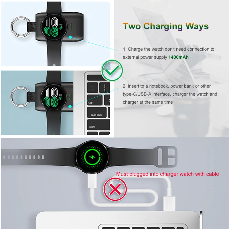 Charger For Galaxy Watch 4 Charger Type C Charging Dock For Samsung Galaxy Watch 5 Pro/4/3/Active 2 Charger 1400mAh Portable