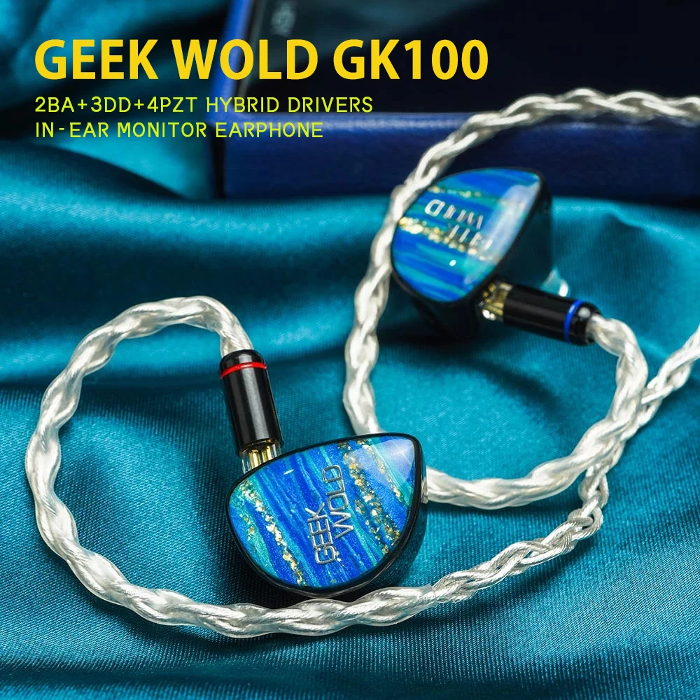 

Geek Wold Gk100 2ba+3dd+4pzt Hybrid Drivers In-ear Monitor Earphone Iem 8mm Balanced Armature Dynamic Hifi Headphone 2pin