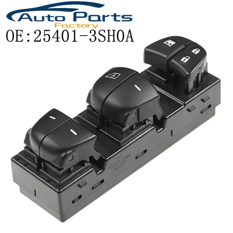 

Новый главный выключатель стеклоподъемника для Nissan Juke Altima Tiida Sylphy X-Trail Qashqai Rogue 2010-2017 25401-3SH0A 254013SH0A