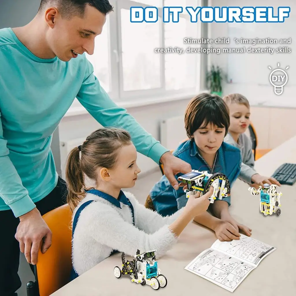 Robot Kit 13 in 1 Educational DIY Assembly Creation Toy Science Solar Powered STEM Building Sets for Children electronic diy kit |