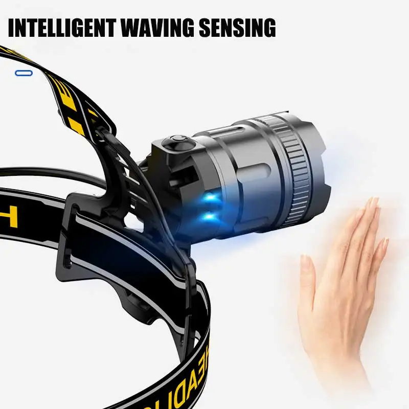 Фонарь налобный с датчиком 120 Вт 4 цвета