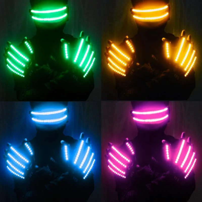 

LED Gloves Neon Guantes Glowing Hen Bar DJ Party Light Props Luminous Flashing Gloves Stage Costume Props Rave Supplies