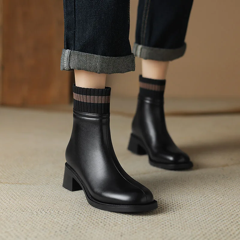 

Phoentin office lady concise Ankle Boots 2023 new trend fashion microfiber high heels short Boot plus size 43 black shoes FT2985