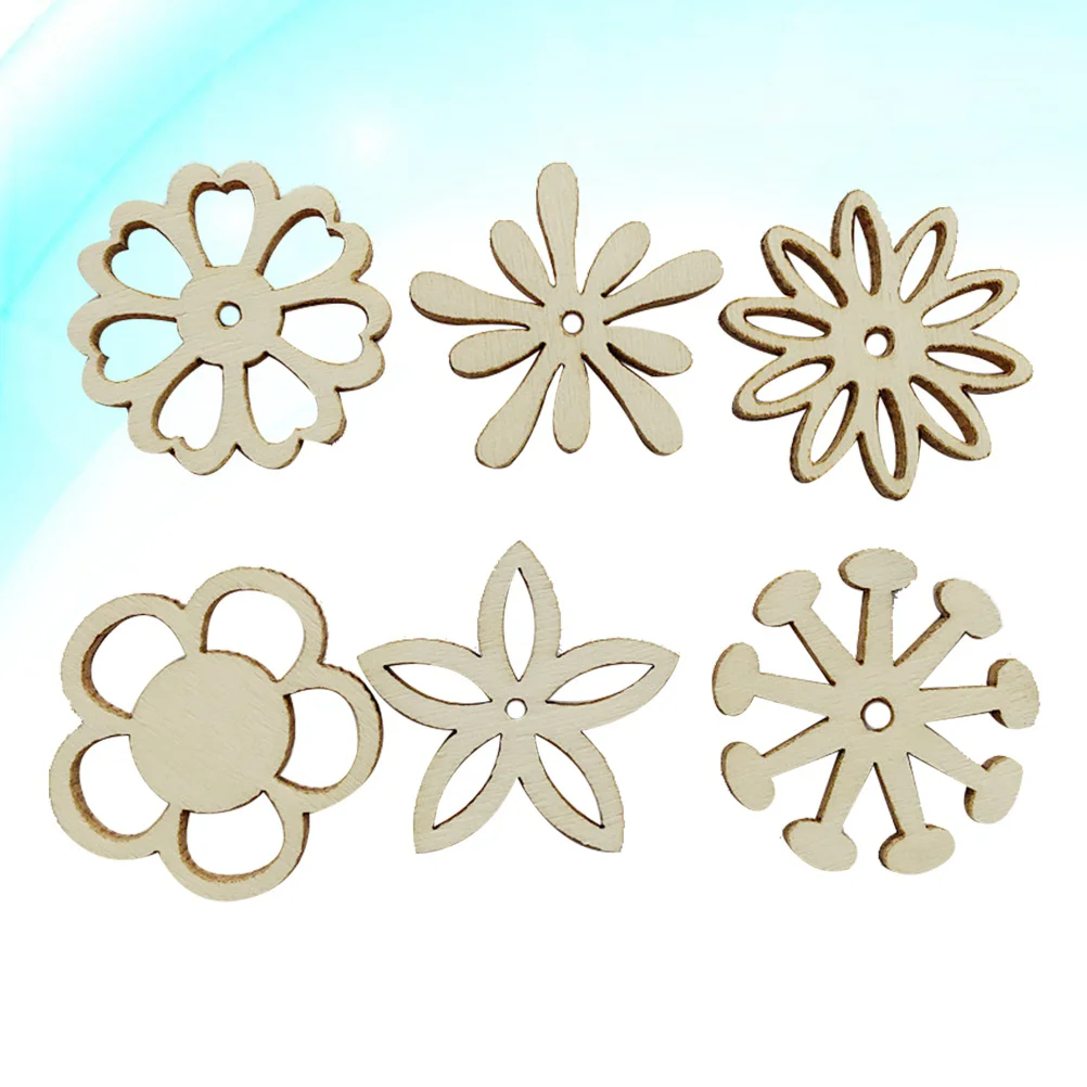 

Flower Wooden Wood Diy Slices Pieces Slice Unfinished Embellishments Chip Cutouts Manual Minifor Craft
