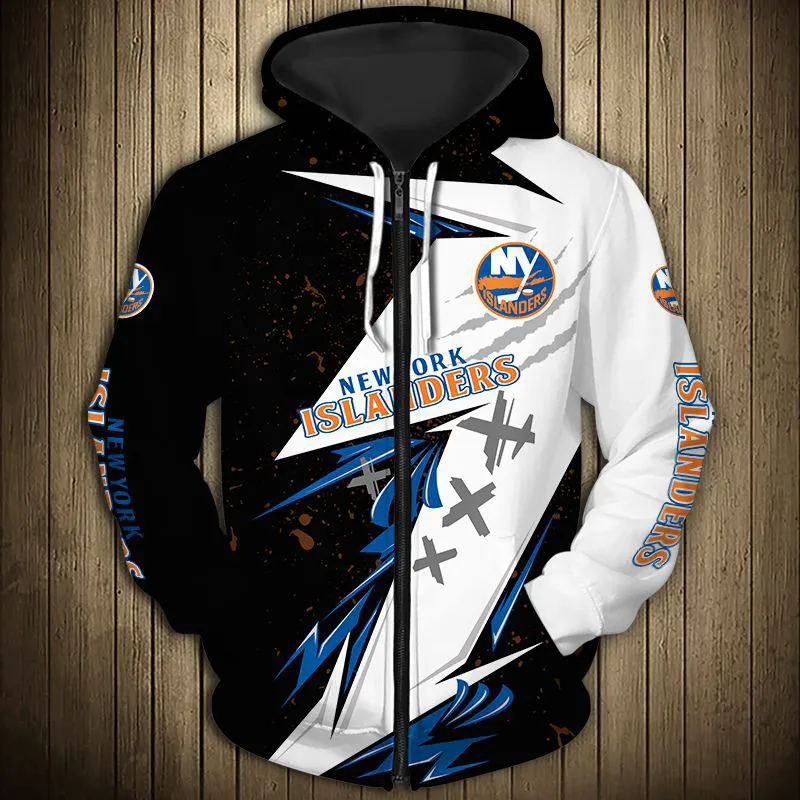 

2022 York men's Casual 3D Zipper Hoodie Fun Graffiti Letter M Print Islanders Sweatshirt