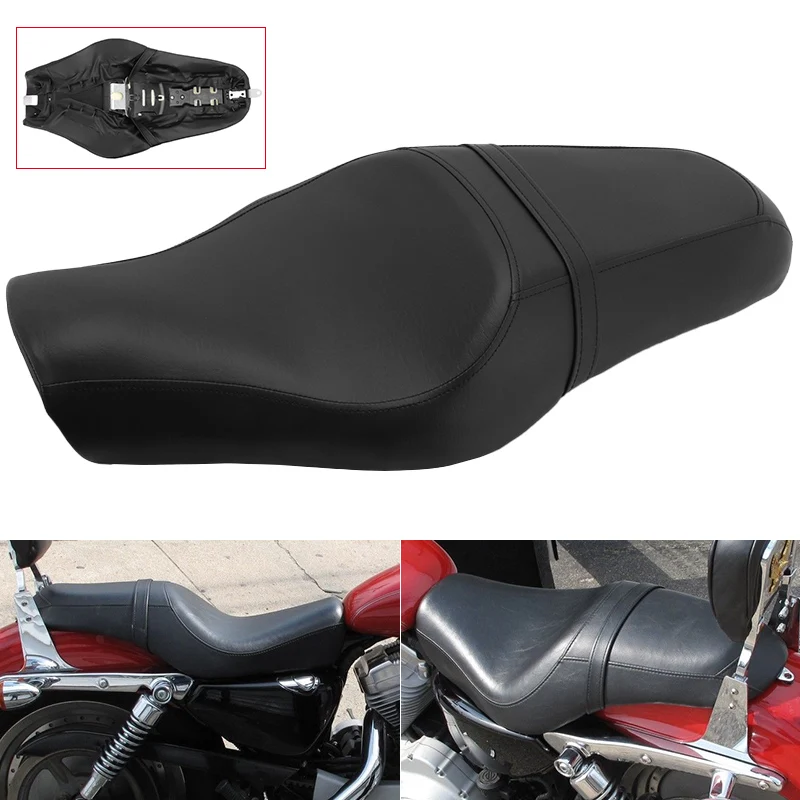 

Мотоциклетное переднее сиденье с двумя задними пассажирами, черное для Harley Sportster XL 883 1200 48 2004-2016