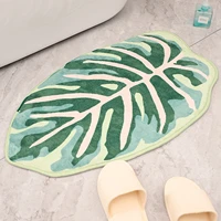 ins wind creative leaf shape small carpet green imitation cashmere kitchen bathroom home non slip absorbent foot pad