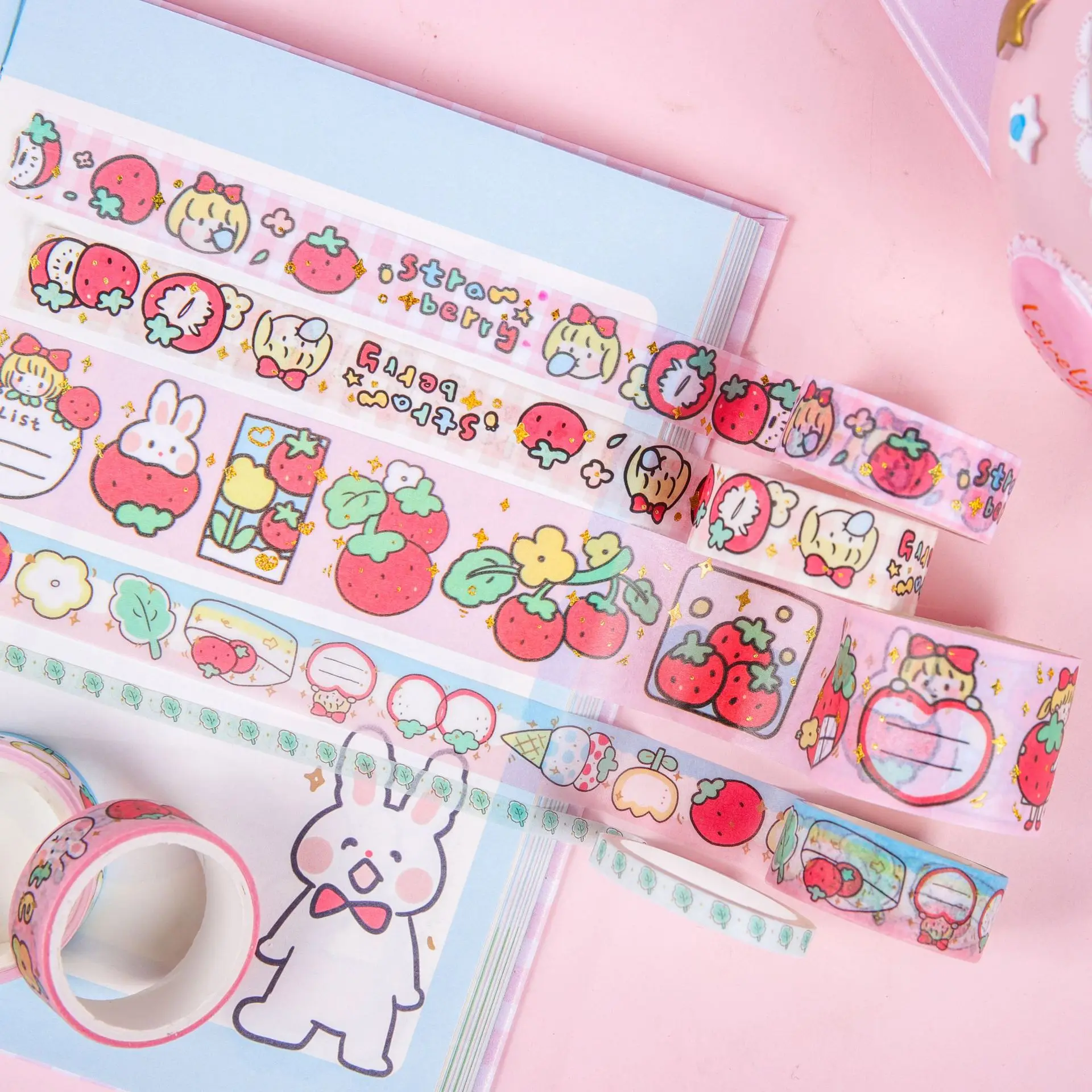 Карманная лента Bobo в виде клубники 10 рулонов наклейки из бронзовой и бумажной