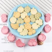 8pcsset fruit cookie stamp mold diy biscuits cutter creative strawberry ananas baking tools biscuits molds kitchen tools