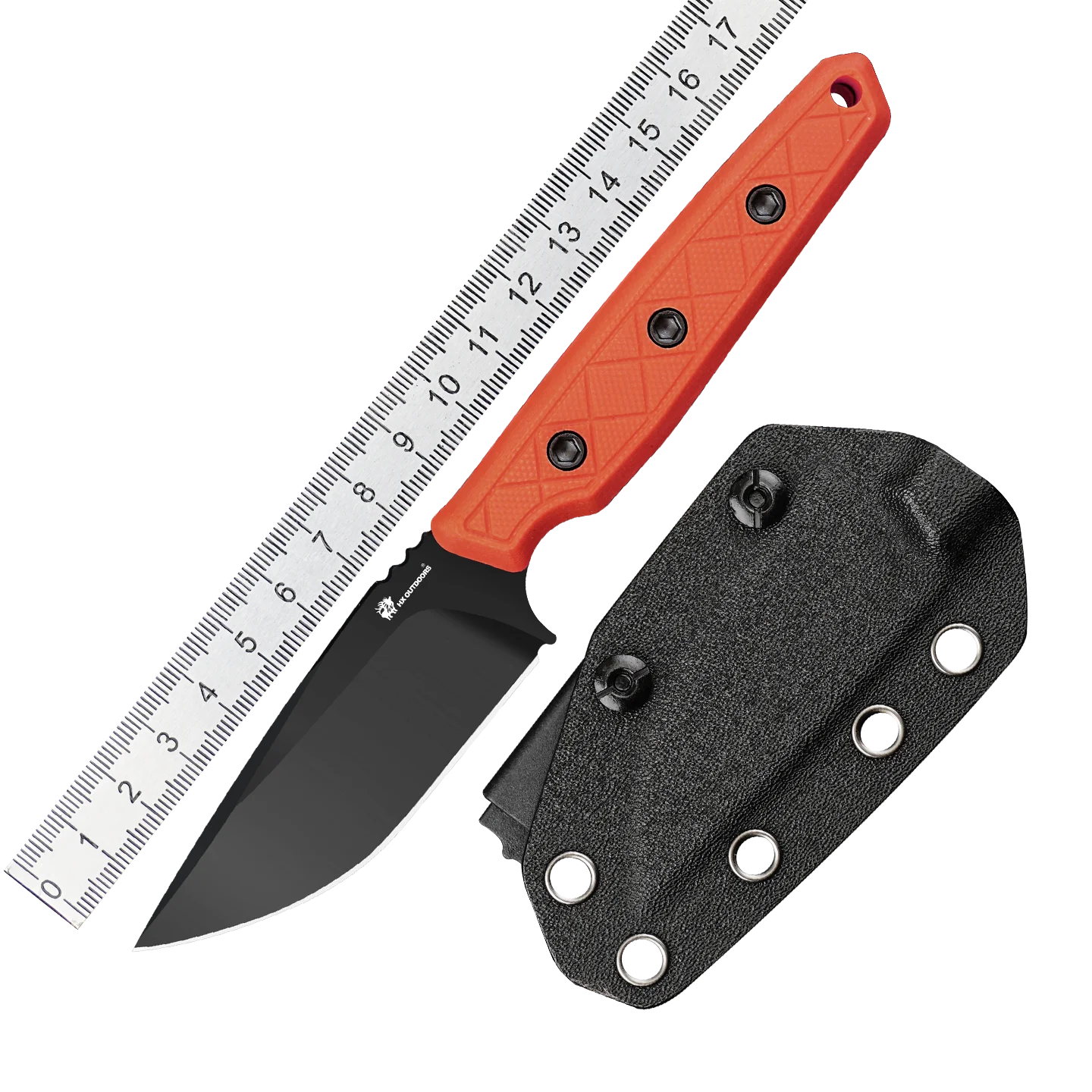 Фото Нож Hx Outdoors Cassic Magnacut, премиальные стильные ножи, карманный нож с фиксированным клинком 2,95 дюйма, оранжевая рукоять G10, 62Hrc, Kydex, дропшиппинг №1