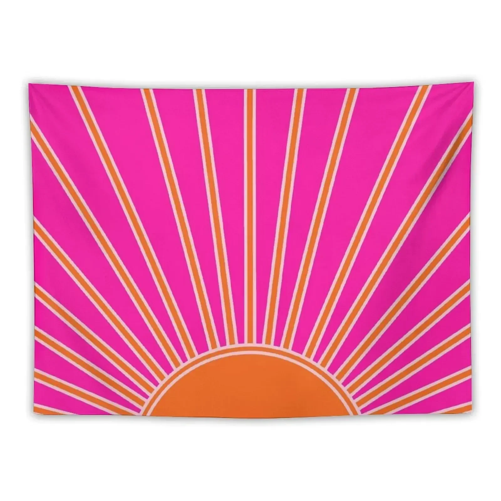 Sunrise Retro Sun Print Sunshine Wall Art Ярко-розовый и оранжевый абстрактный постер в стиле бохо