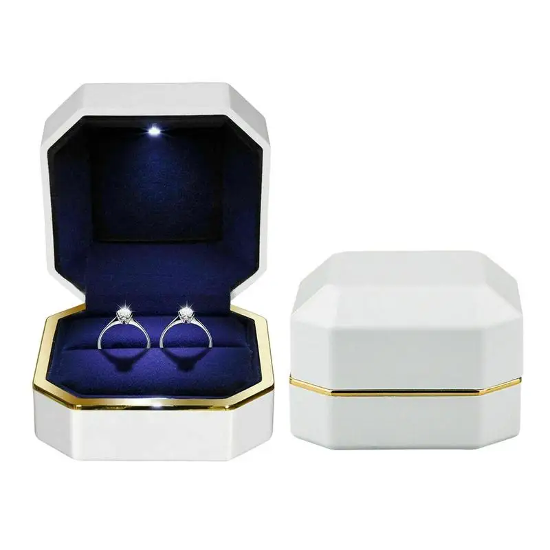 

Jewelry Gift Box With LED Light Ring Wedding Engagement Box With LED Light Square Portable Display Storage Case Jewelry Display