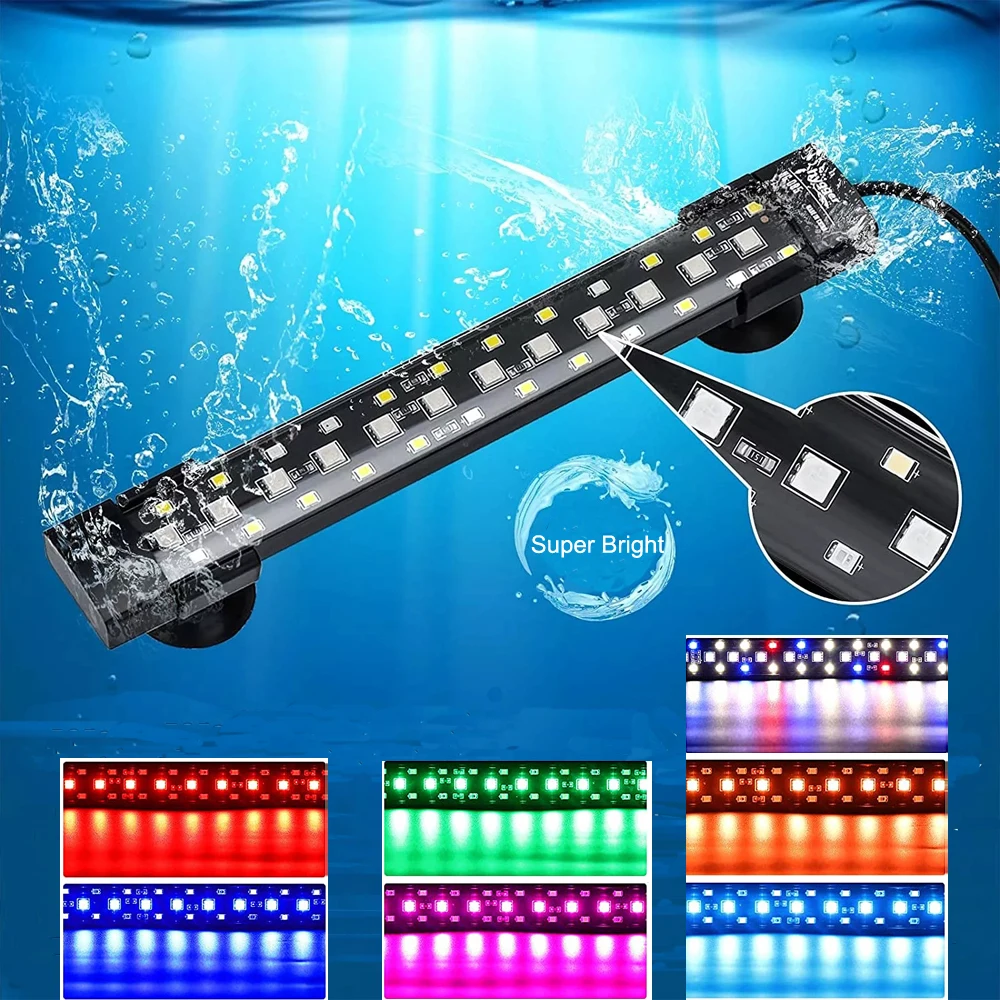 

LED Fish Tank Light Underwater Submersible Lamp Aquariums Decor Lighting Plant Lamp 18-48CM 100-240V With Program Timer Control