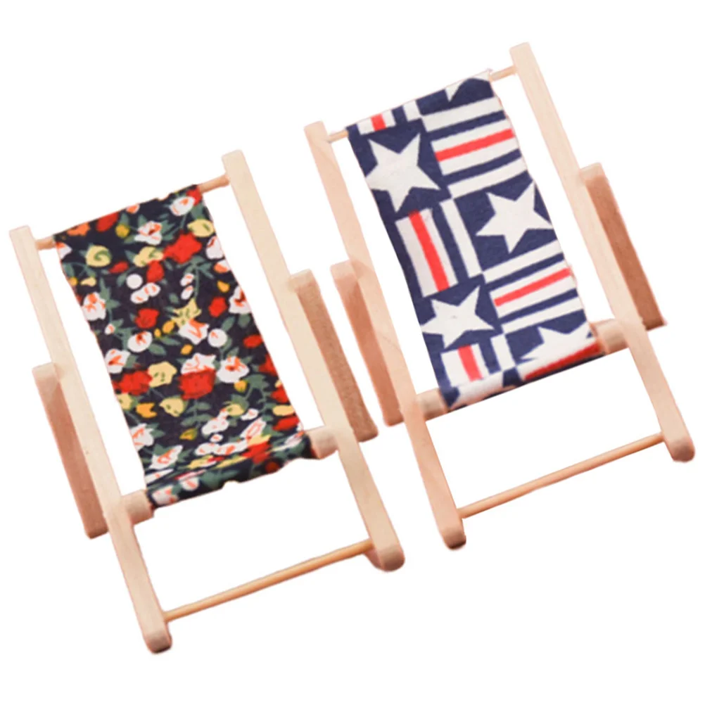

Wooden Lounge Chair Small Furniture Miniature Lounge Chair Ornament Deck Beach Model Simulation House