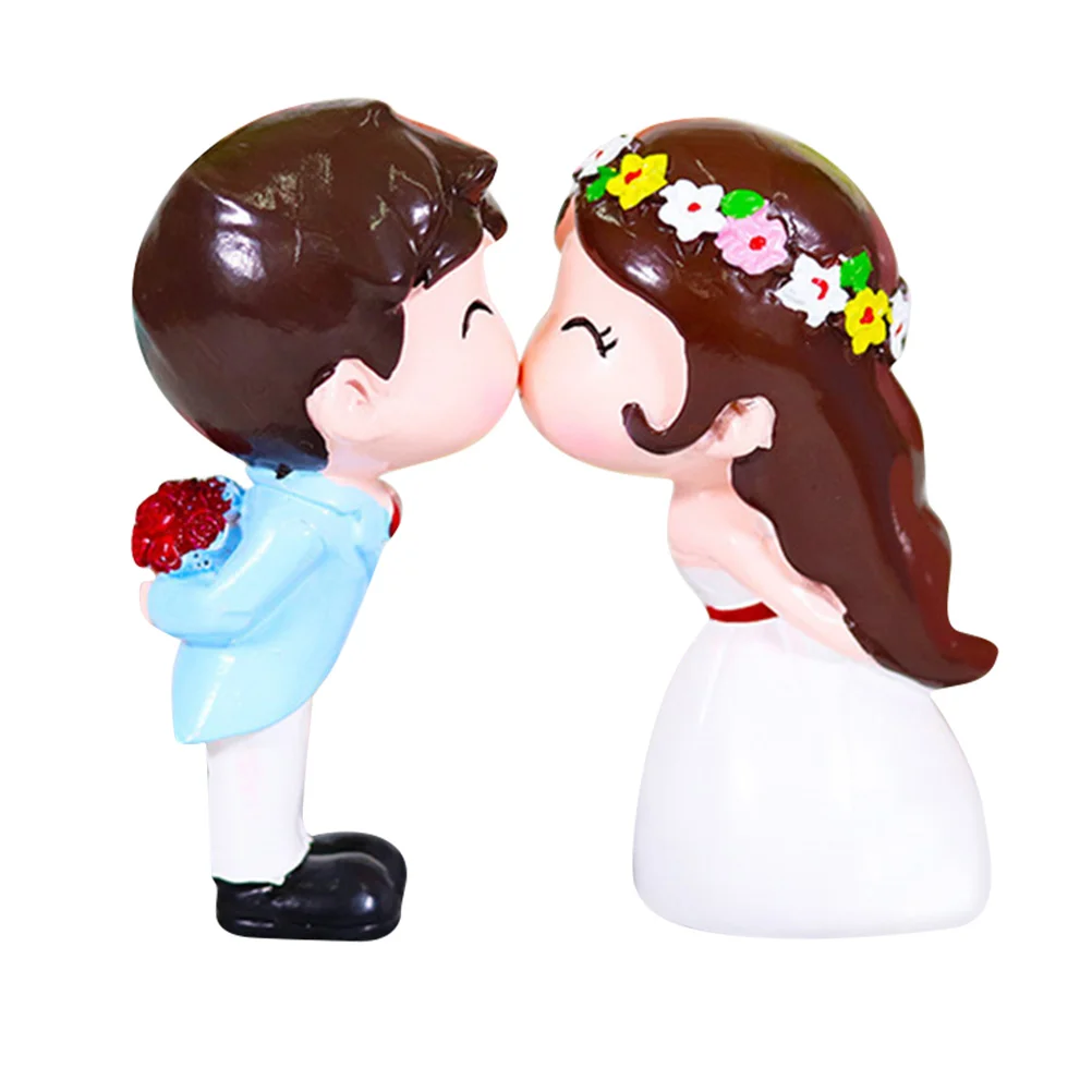 

Cake Couple Decoration Kiss Wedding Bride Groom Figurines Figurine Romantic Topper Ornament Decor Figures Resin Couples Girls