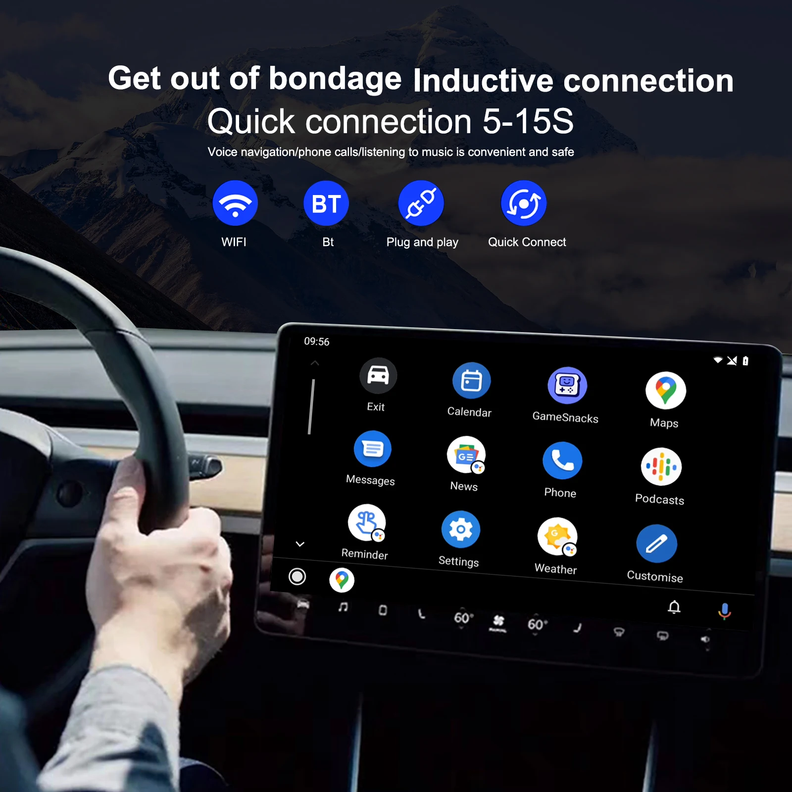Hikity беспроводной Carplay AI Box Android автомобильный ключ Bluetooth адаптер WIFI GPS навигация