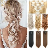 merisihair synthetic 7pcsset 22 wavy hairpiece straight 16 clips hair extensions heat resistant styling false hair