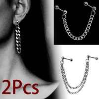 2pcs stainless steel chain helix earrings ear piercings 0 8mm20g 1 2mm16g double tragus lobe jewelry cartilage earring ear stud