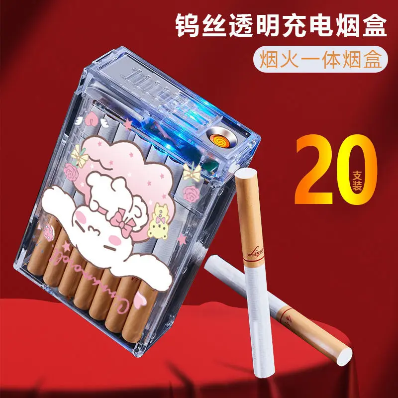 

Sanrio family Hello kitty Pochacco My melody cute cartoon rechargeable cigarette case and lighter all in one gift for boyfriend