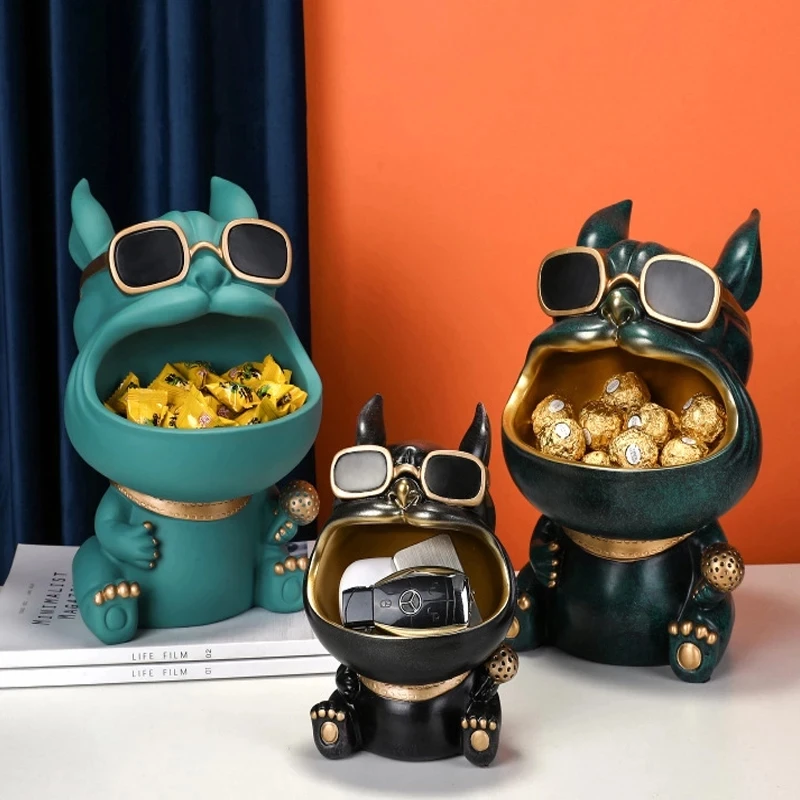 

Cute Dog Desktop Porch Key Storage Ornaments Nordic Style Creative TV Cabinet Candy Box Living Room Resin Crafts Home Decoration