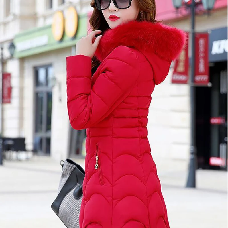 Female Clothing Winter Coat Promotion Winter For Women Long Korean Style Large Fur Collar Solid Casual Parkas Girl Jacket 2023