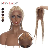 my lady 24inches synthetic lace front wig with baby hair long straight for black woman people braiding frontal box braids wigs