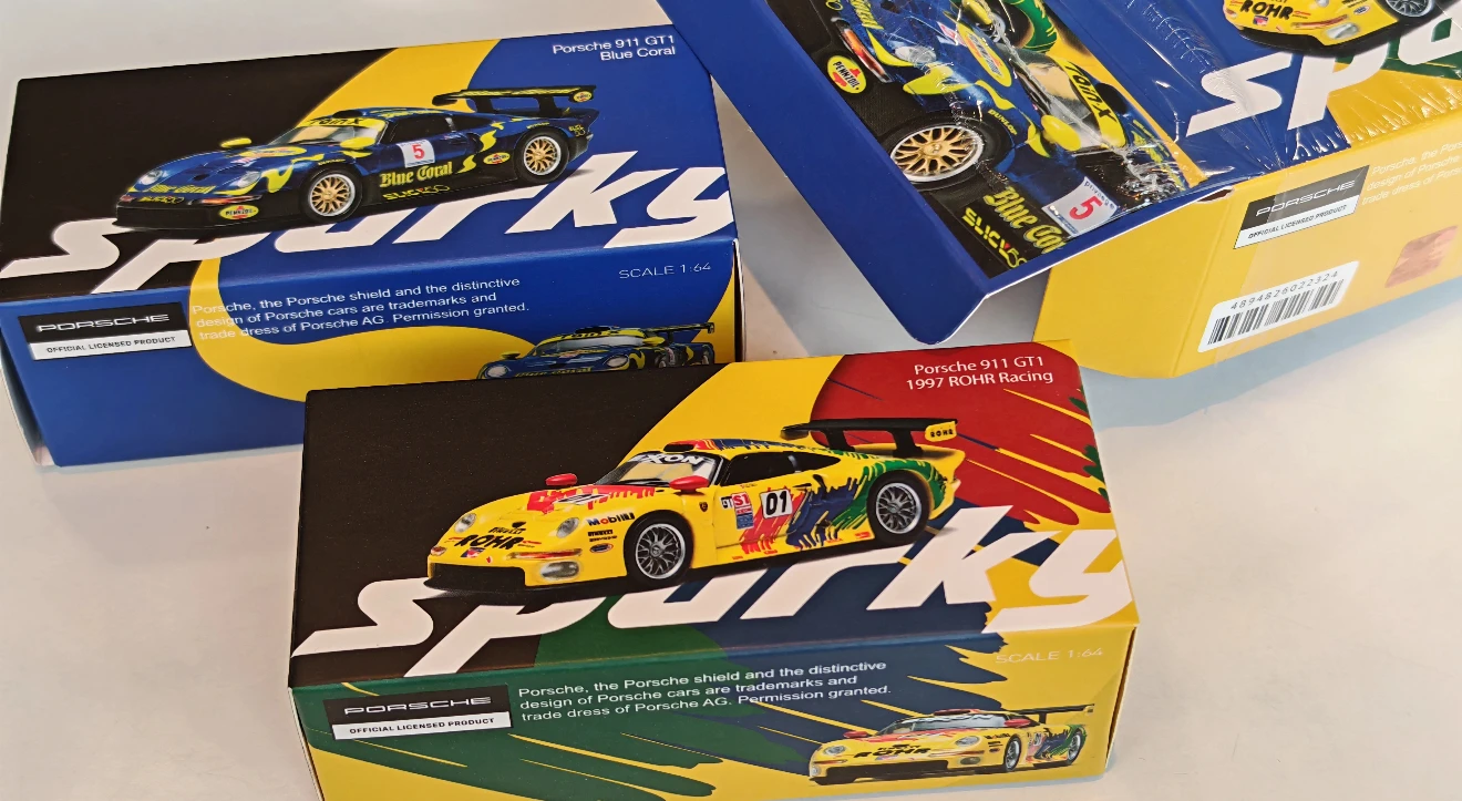 Масштабная модель гоночного автомобиля 1:64 Porsche 911 GT1 1997 года, двухместный, Le Mans 24 часа, ROHR, из сплава, коллекционный сувенир, индивидуальный дизайн (art.: 3920d4cb97075) - 3920d4cb97075