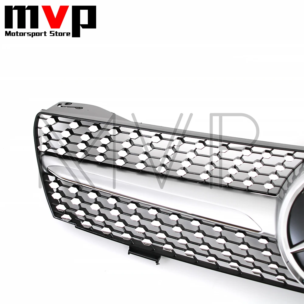 Фото Гоночная решетка в стиле Silver Diamonds с хромированной 3D-эмблемой звезды для Mercedes Benz CLS W219 2005-2008 CLS350 CLS550 CLS63 AMG №4