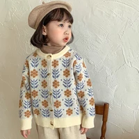 floral knitted sweater girls toddler autumn childrens cardigan korean cotton clothes baby kids outwear jacket sweater tops child