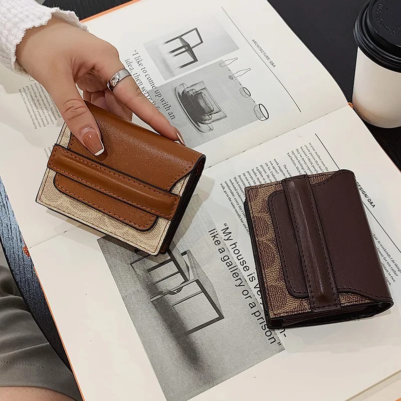 

Retro Mini Women Wallet Card Holder Ladies Multi-card Coin Purse Short Folding Organizer Pocket Female Cluth Wallet PU Leather
