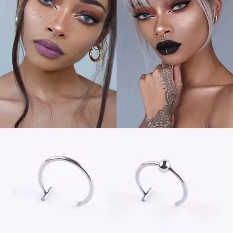 

Kpop New JUNG KOOK YetToCome Fake Lip Ring Nose Ring C Clip Lip Piercing Gothic Nose Hoop Stepum Piercing Fake Ring Body Jewelry