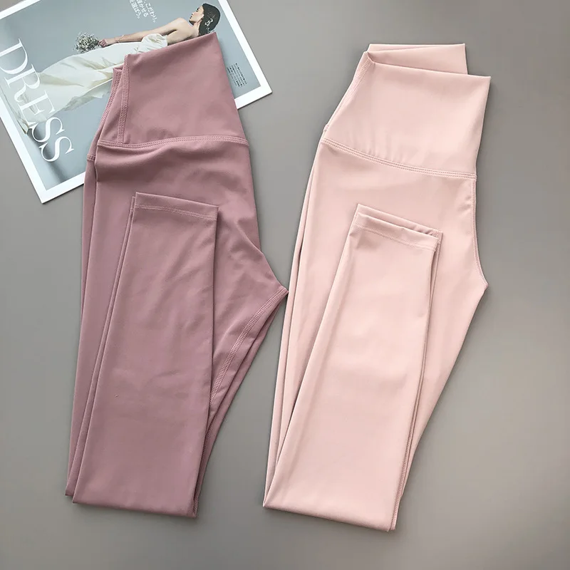 

New Yoga Women's Sports Leggings Nude Soft Fitness Leggings Gym Fitted Nylon High Quality Tights Pants