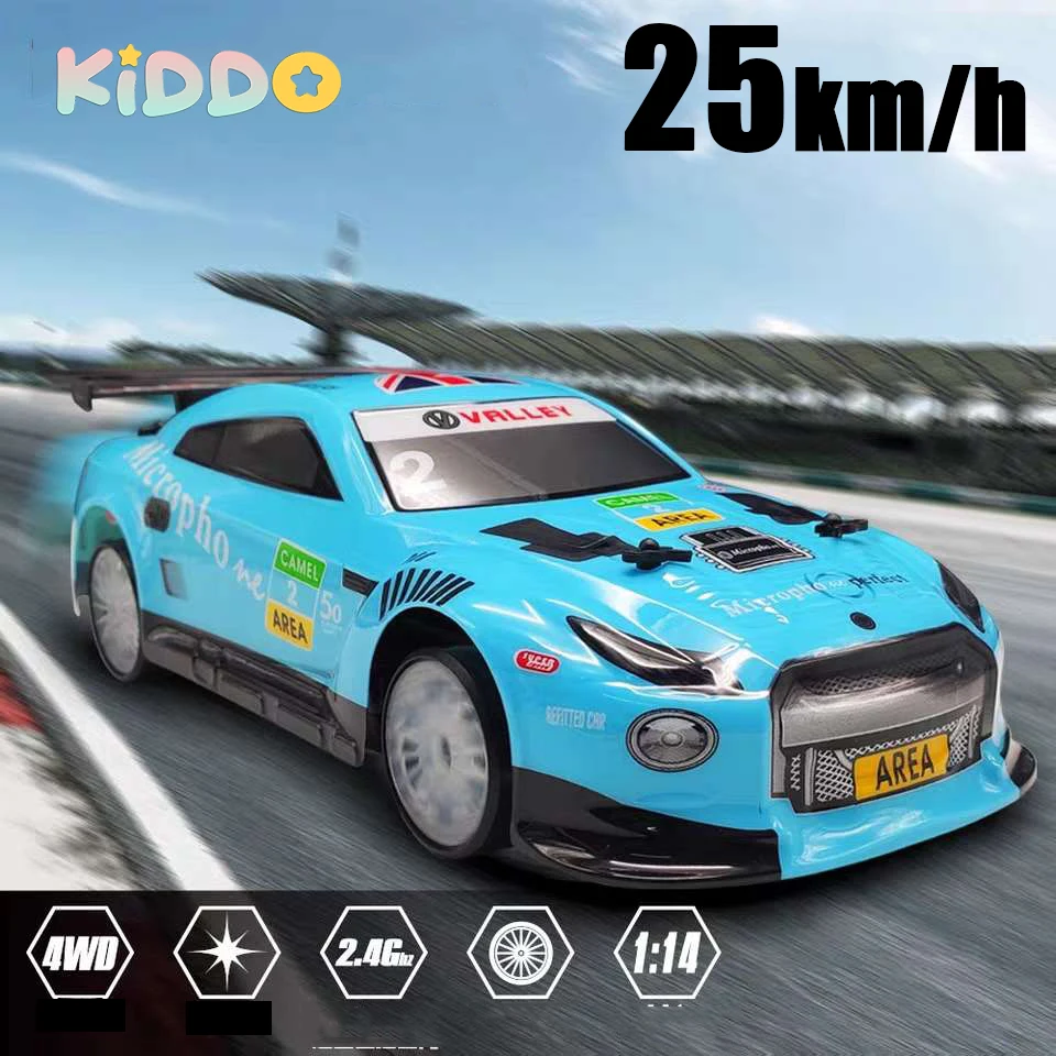 RC Car Remote Control 4WD 1/14 2.4G Off Road Race Car High Speed Competition Drifting Off Road with LED Light Child Toys for Boy