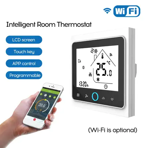 4P WiFi Смарт-термостат для центрального кондиционера, вентиляторные катушки, блок, контроллер комнатной температуры, охлаждение, отопление, в...