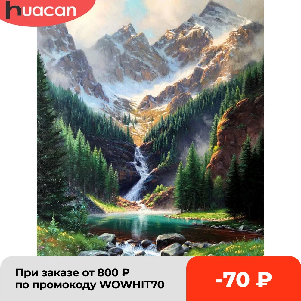 

HUACAN DIY Diamond Painting Waterfall Landscape 5d Handicraft Full Square Diamond Embroidery Cross Stitch Mountain Wall Art