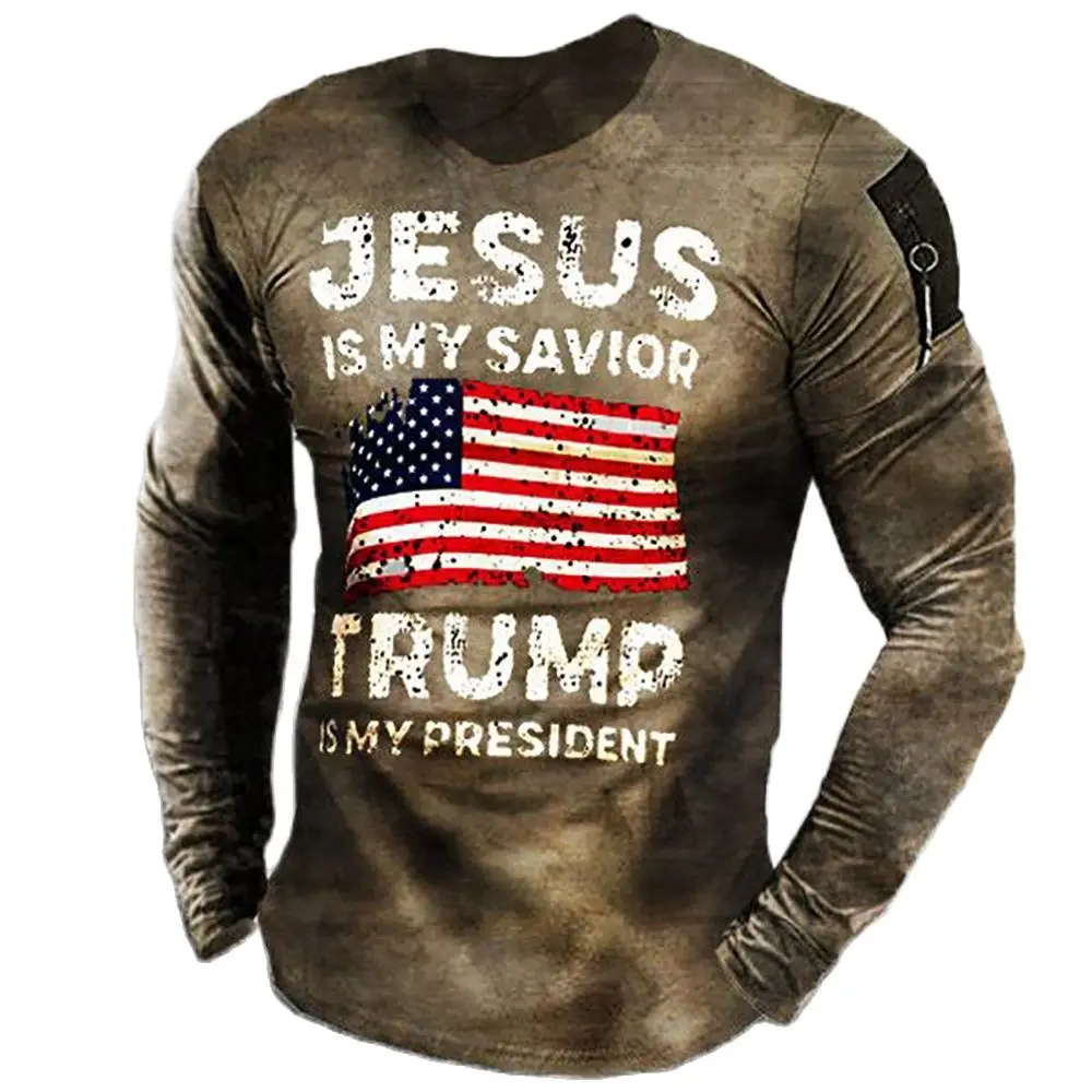 

Футболка мужская с длинным рукавом и круглым вырезом, из хлопка