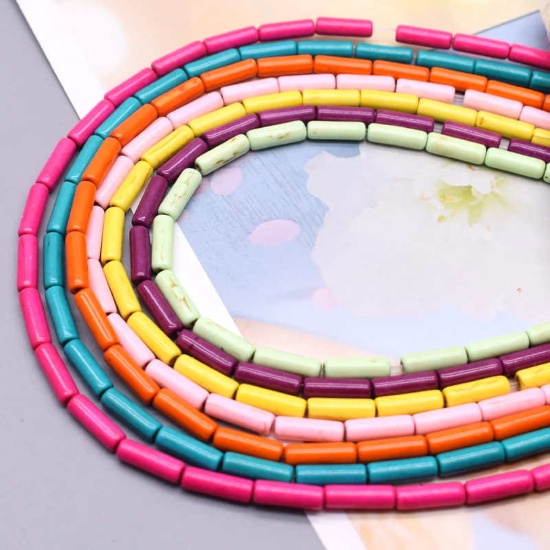 4x13 мм яркие гладкие цветные прямые бусины из натурального бирюзового камня