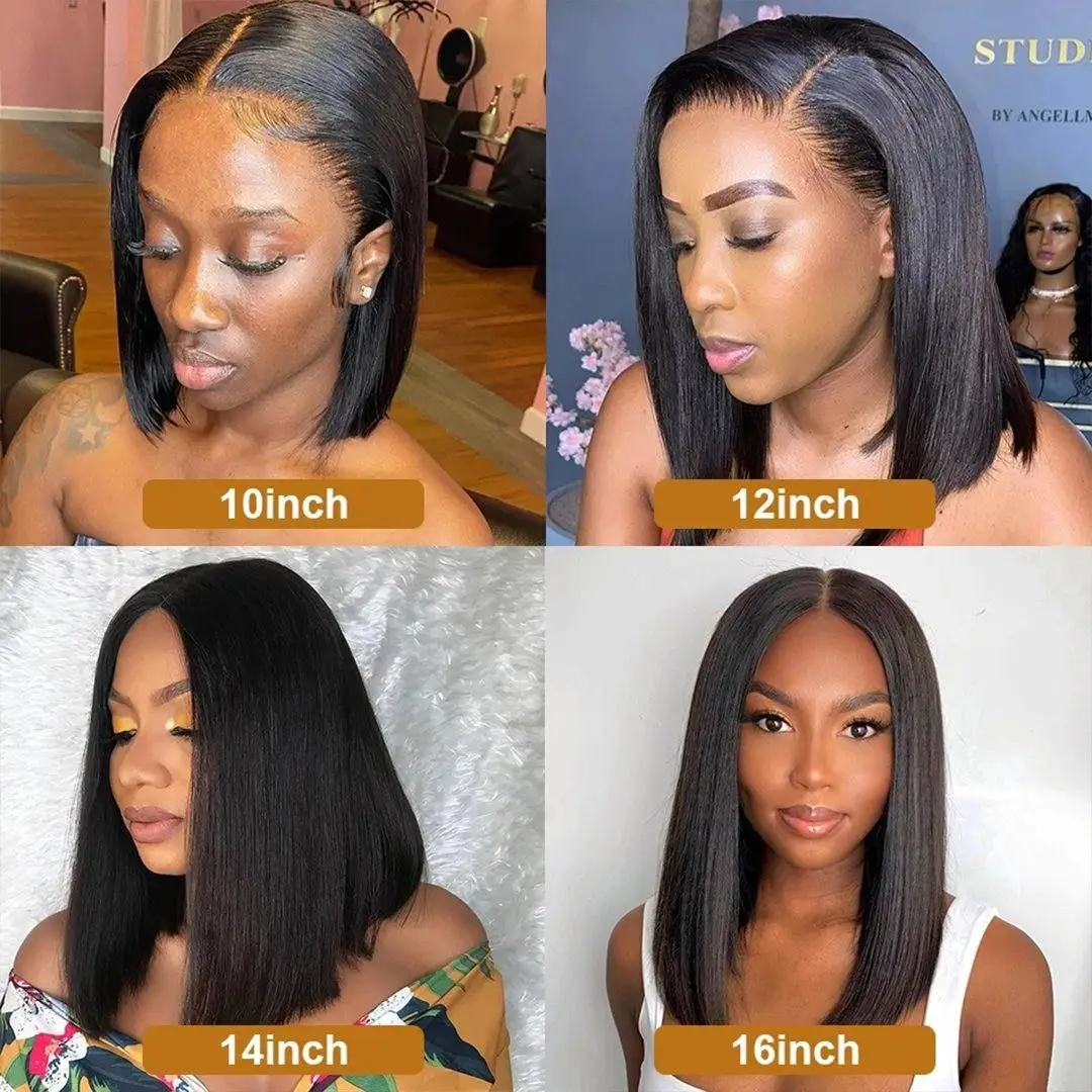 Short Straight Bob Wig Lace Front Human Hair Wigs For Black Women Brazilian 4x4 13x4 Hd Lace Frontal Closure Bob Wig PrePlucked