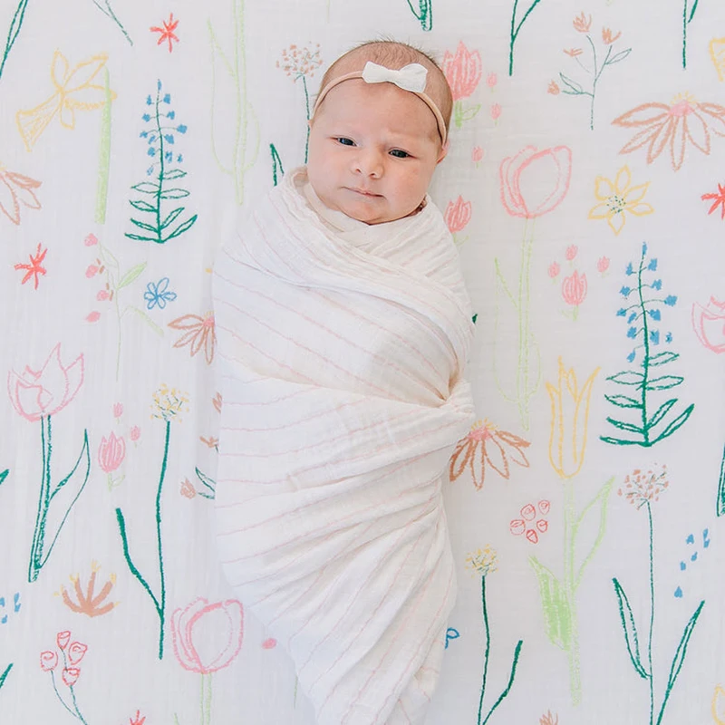 

Розовая полоса Муслин Слетлет Хлопко детские одеяла новорожденные одеяло новорожденное.
