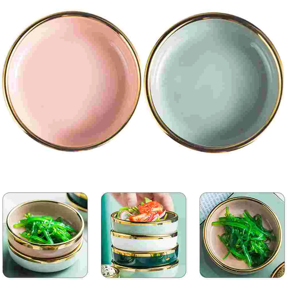 

2Pcs Delicate Sauce Dishes Multi-function Seasoning Plates Household Seasoning Dishes