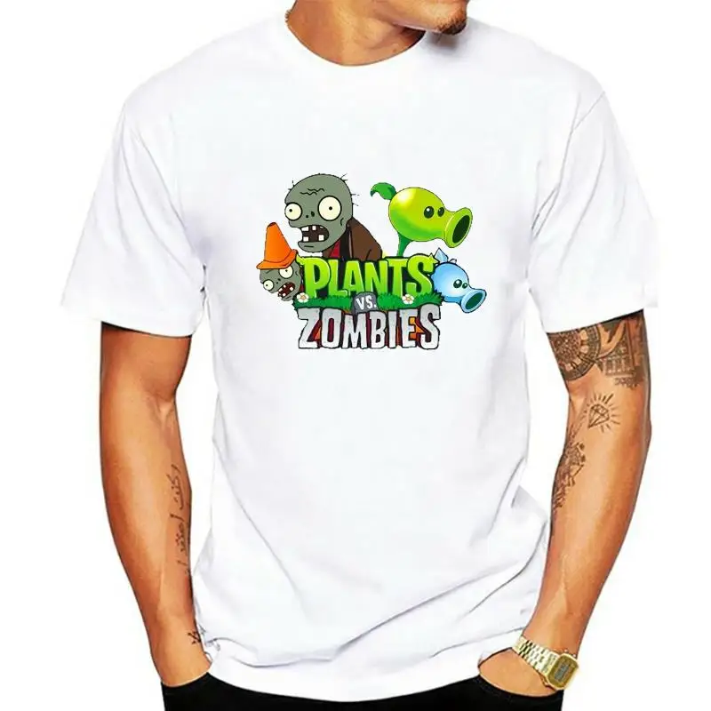 

2022 Summer boy girl plant vs zombie printing T-shirt casual garden war printing cotton T-shirt spot