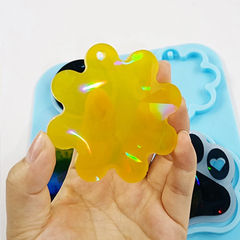 

DIY Light and Shadow Keychain Silicone Epoxy Mold DIY Ornaments Pendant Jewelry Crafting Mould for Valentine Love Gift