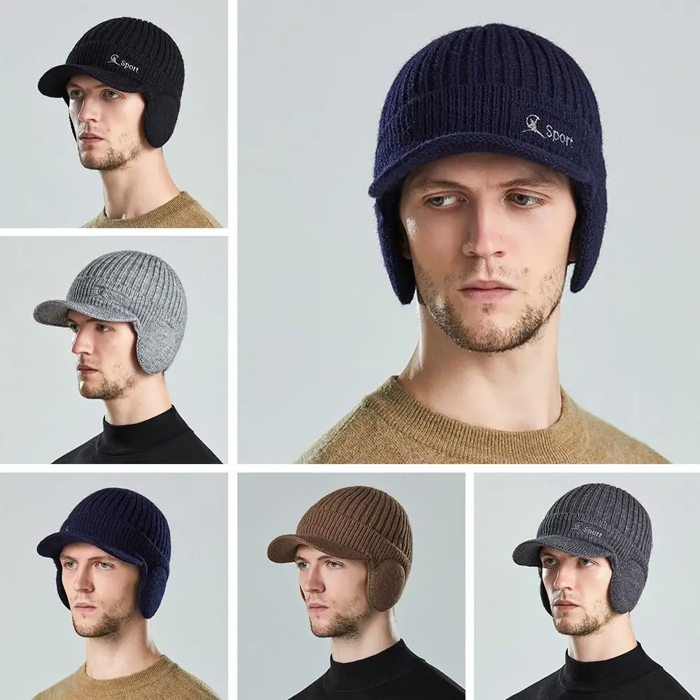 

Ветрозащитная плотная теплая зимняя шапка с защитой ушей для езды на велосипеде на открытом воздухе, Солнцезащитная шапка, вязаная шапка, М...